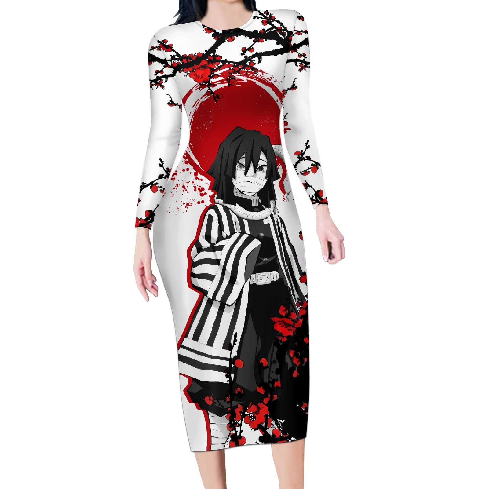 Iguro Obanai - Demon Slayer Long Sleeve Bodycon Dress Anime Japan Style