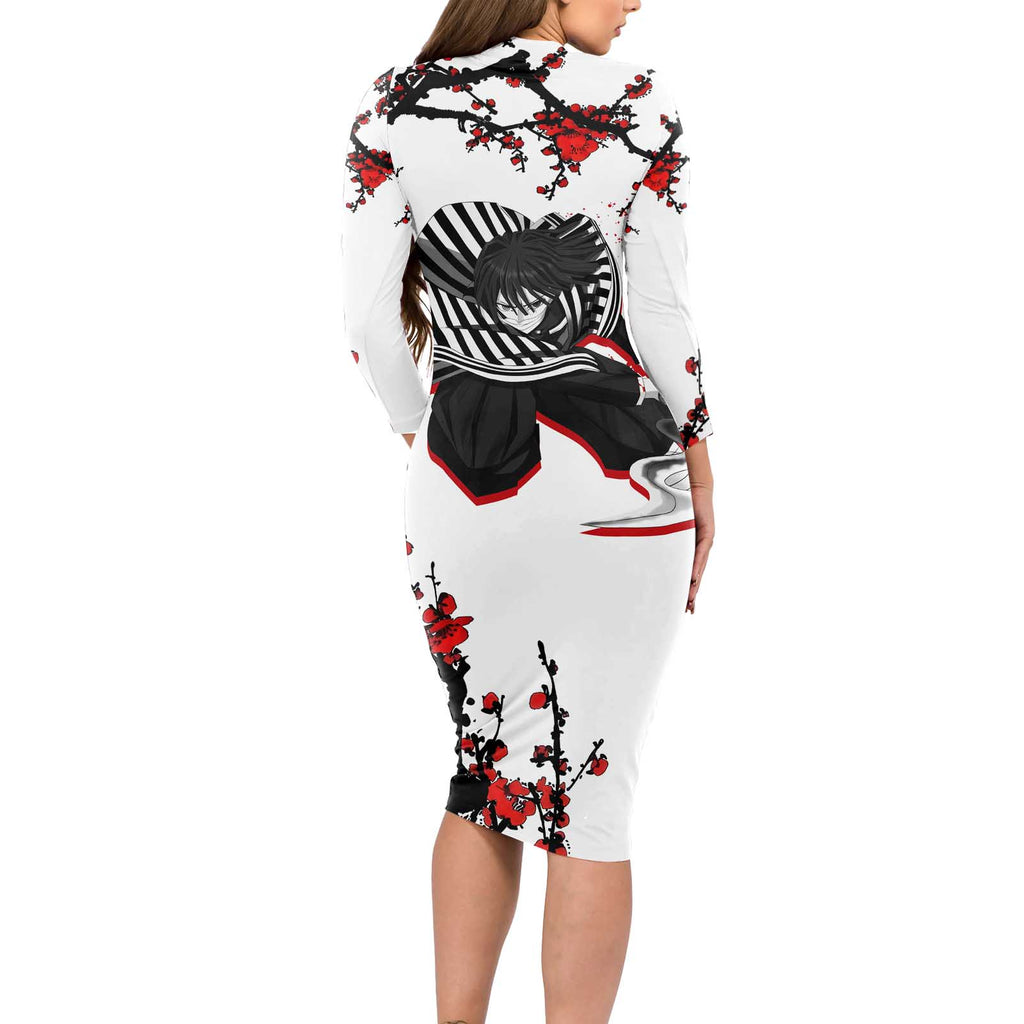 Iguro Obanai - Demon Slayer Long Sleeve Bodycon Dress Anime Japan Style