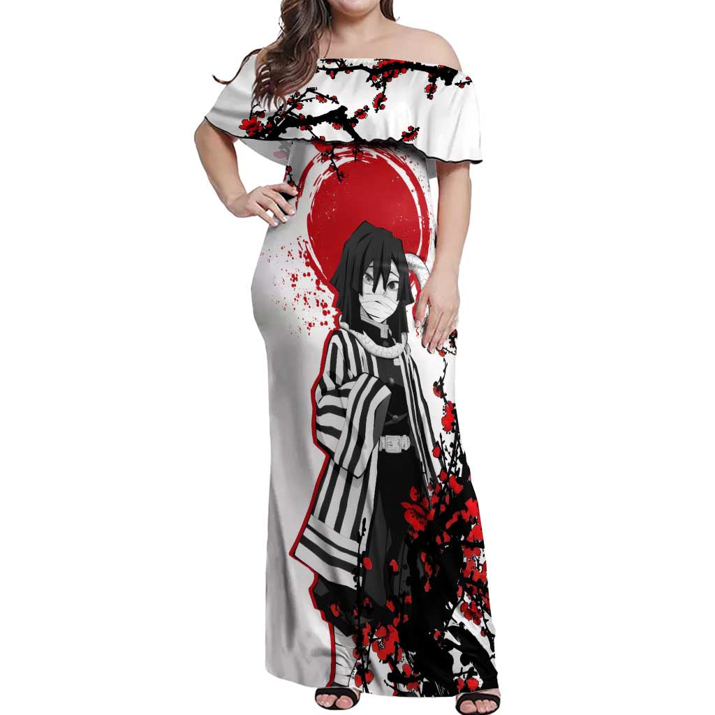 Iguro Obanai - Demon Slayer Off Shoulder Maxi Dress Anime Japan Style