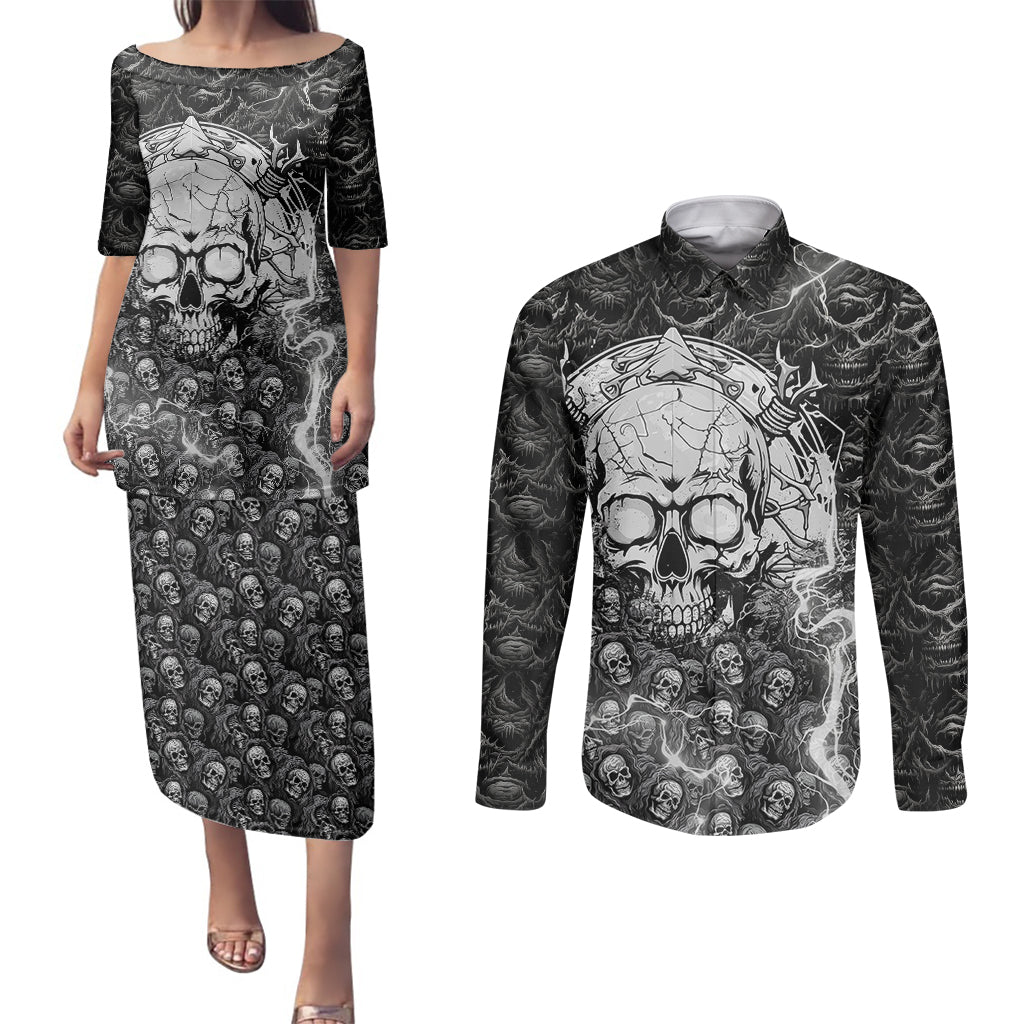 skull-couples-matching-puletasi-dress-and-long-sleeve-button-shirts-your-demons-hide-under-your-bed-mine-hide-inside-my-head