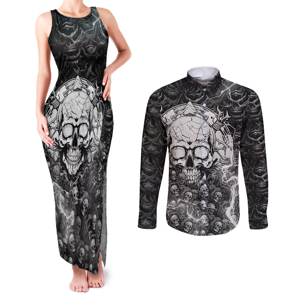 skull-couples-matching-tank-maxi-dress-and-long-sleeve-button-shirts-your-demons-hide-under-your-bed-mine-hide-inside-my-head