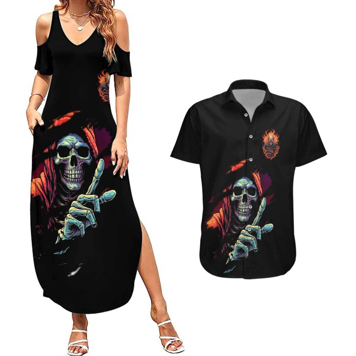 reaper-skull-couples-matching-summer-maxi-dress-and-hawaiian-shirt-i-can-fix-stupid-but-its-gonna-hurt