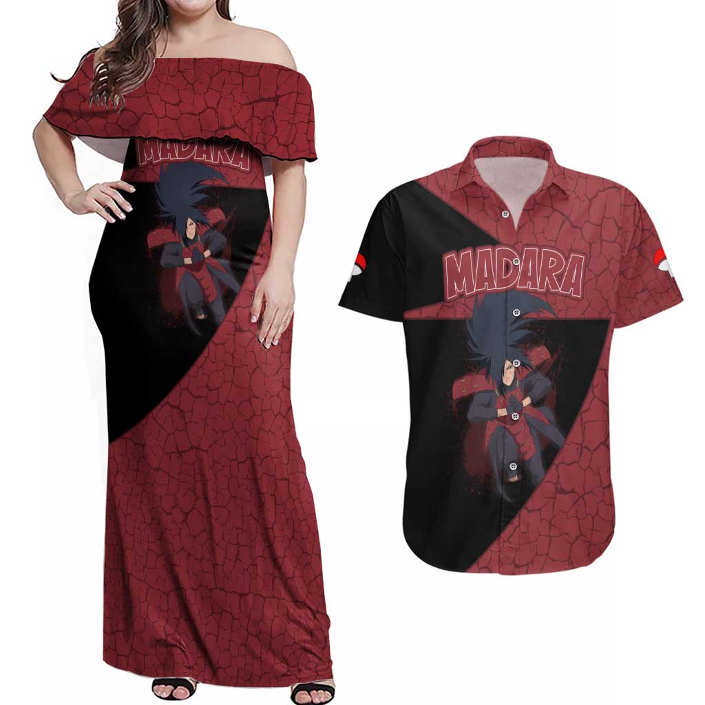 Madara Uchiha - Naruto Couples Matching Off Shoulder Maxi Dress and Hawaiian Shirt Anime Style