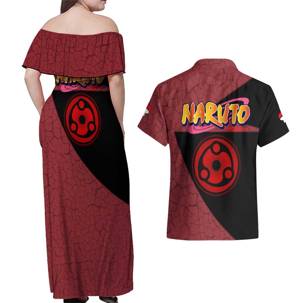 Madara Uchiha - Naruto Couples Matching Off Shoulder Maxi Dress and Hawaiian Shirt Anime Style