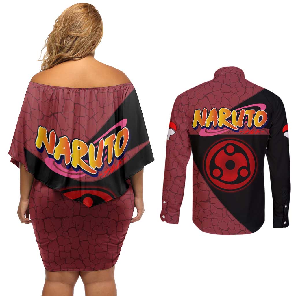 Madara Uchiha - Naruto Couples Matching Off Shoulder Short Dress and Long Sleeve Button Shirt Anime Style