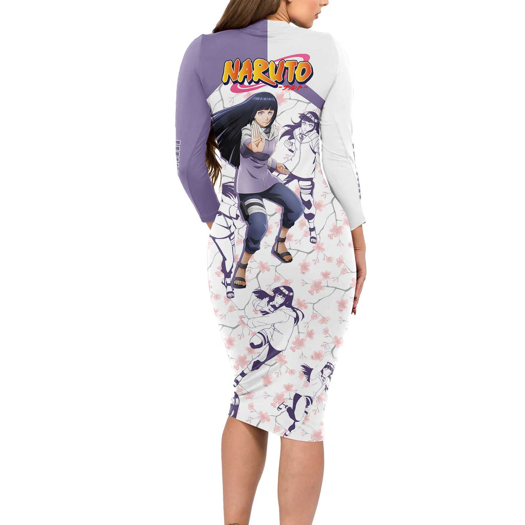 Hinata Hyuga - Naruto Long Sleeve Bodycon Dress Anime Style