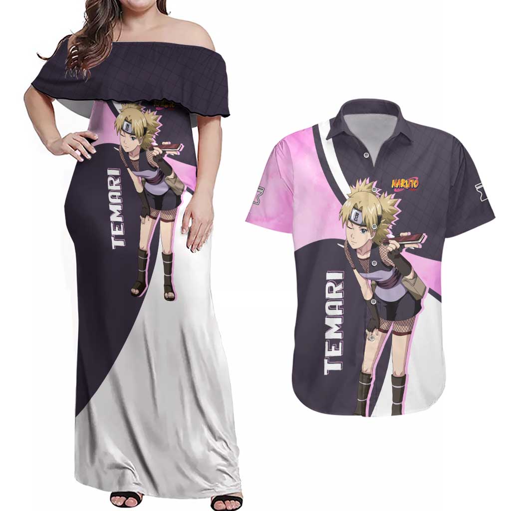 Temari - Naruto Couples Matching Off Shoulder Maxi Dress and Hawaiian Shirt Anime Style
