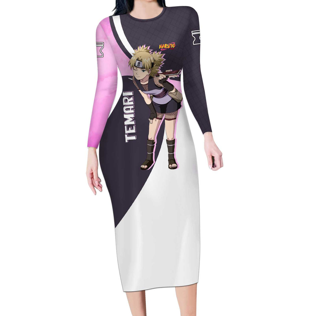Temari - Naruto Long Sleeve Bodycon Dress Anime Style