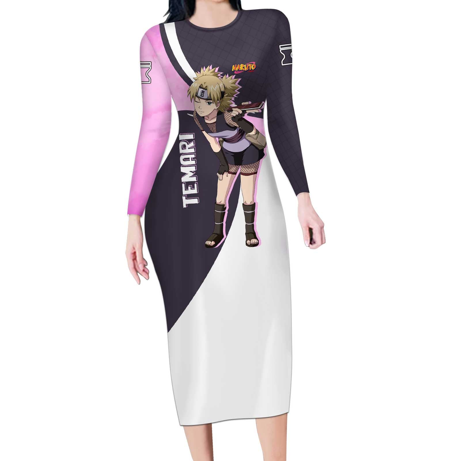 Temari - Naruto Long Sleeve Bodycon Dress Anime Style