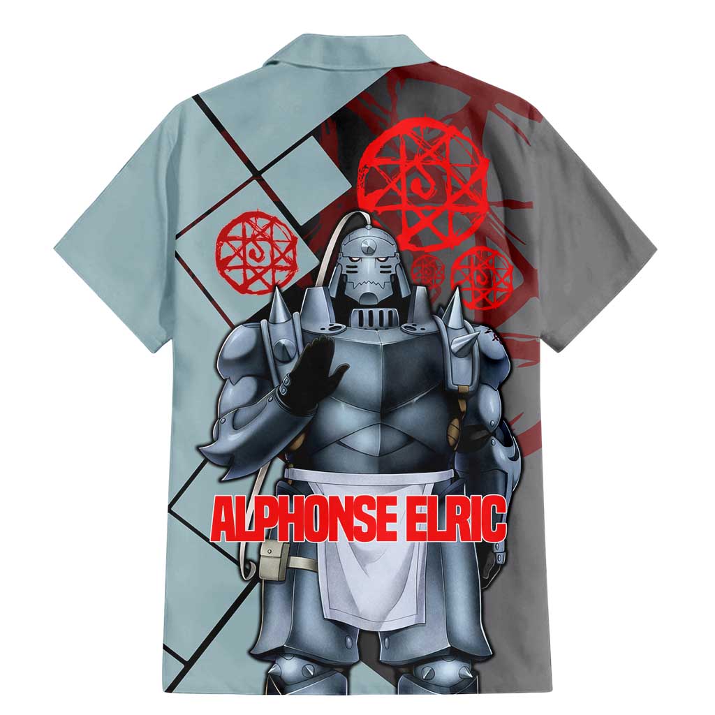 Alphonse Elric Fullmetal Alchemist Family Matching Mermaid Dress and Hawaiian Shirt with Armored Form and Protective Battle Pose Design - The Mazicc