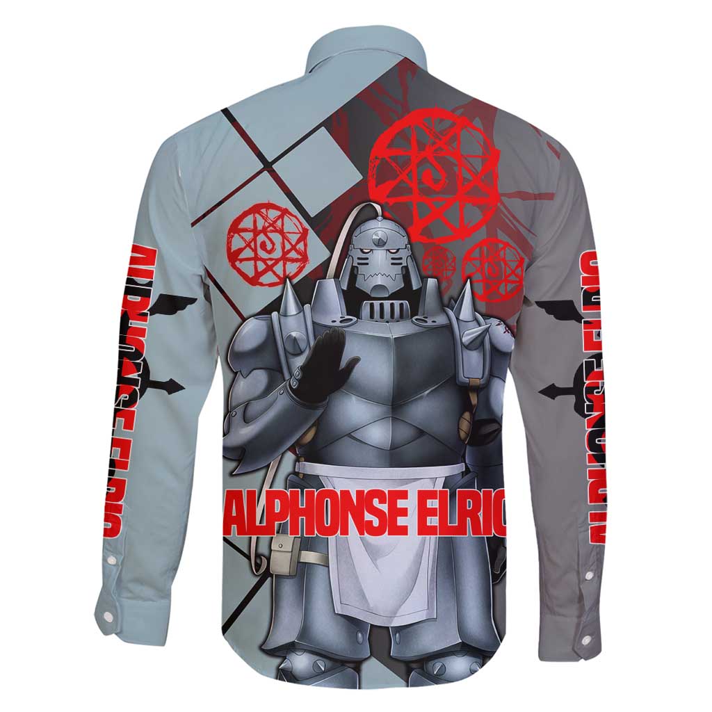Alphonse Elric Fullmetal Alchemist Family Matching Mermaid Dress and Hawaiian Shirt with Armored Form and Protective Battle Pose Design - The Mazicc