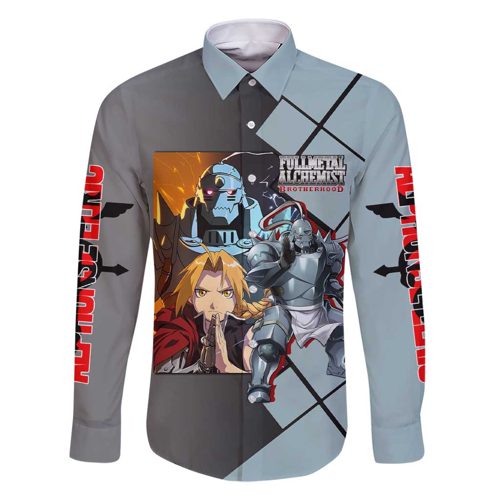 Alphonse Elric Fullmetal Alchemist Family Matching Short Sleeve Bodycon Dress and Hawaiian Shirt with Armored Form and Protective Battle Pose Design - The Mazicc