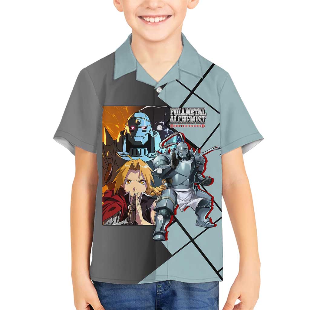Alphonse Elric Fullmetal Alchemist Family Matching Summer Maxi Dress and Hawaiian Shirt with Armored Form and Protective Battle Pose Design - The Mazicc