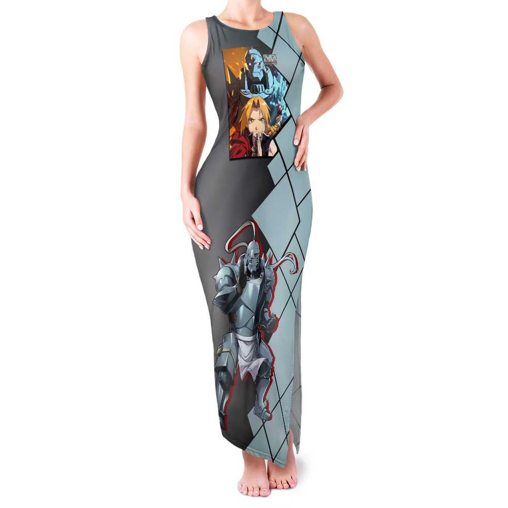 Alphonse Elric Fullmetal Alchemist Family Matching Tank Maxi Dress and Hawaiian Shirt with Armored Form and Protective Battle Pose Design - The Mazicc