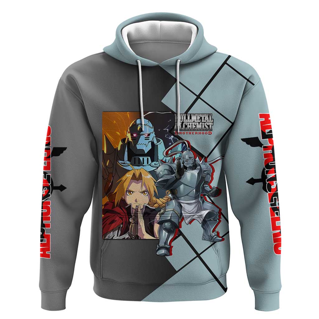 Alphonse Elric Fullmetal Alchemist Hoodie with Armored Form and Protective Battle Pose Design - The Mazicc