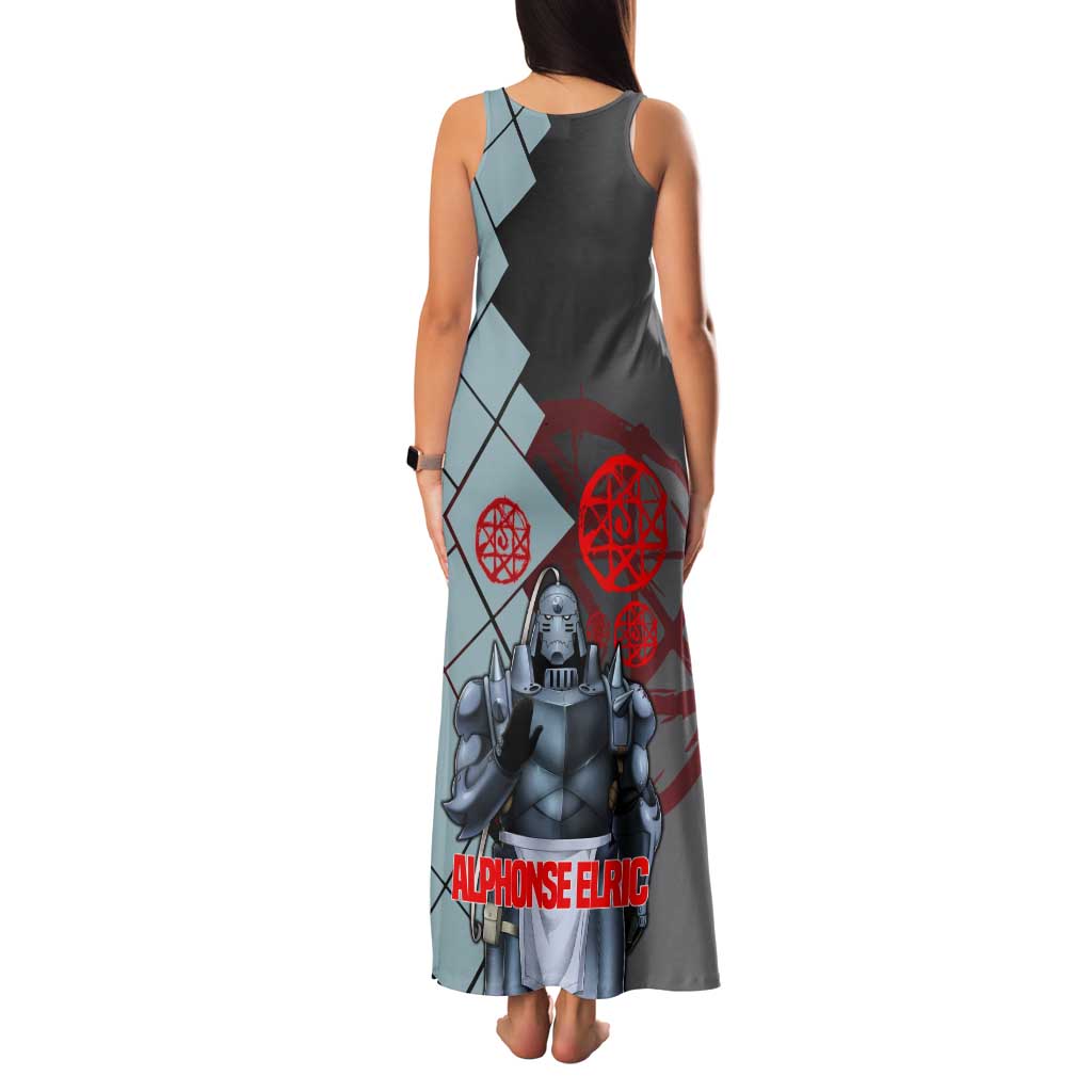 Alphonse Elric Fullmetal Alchemist Tank Maxi Dress with Armored Form and Protective Battle Pose Design - The Mazicc