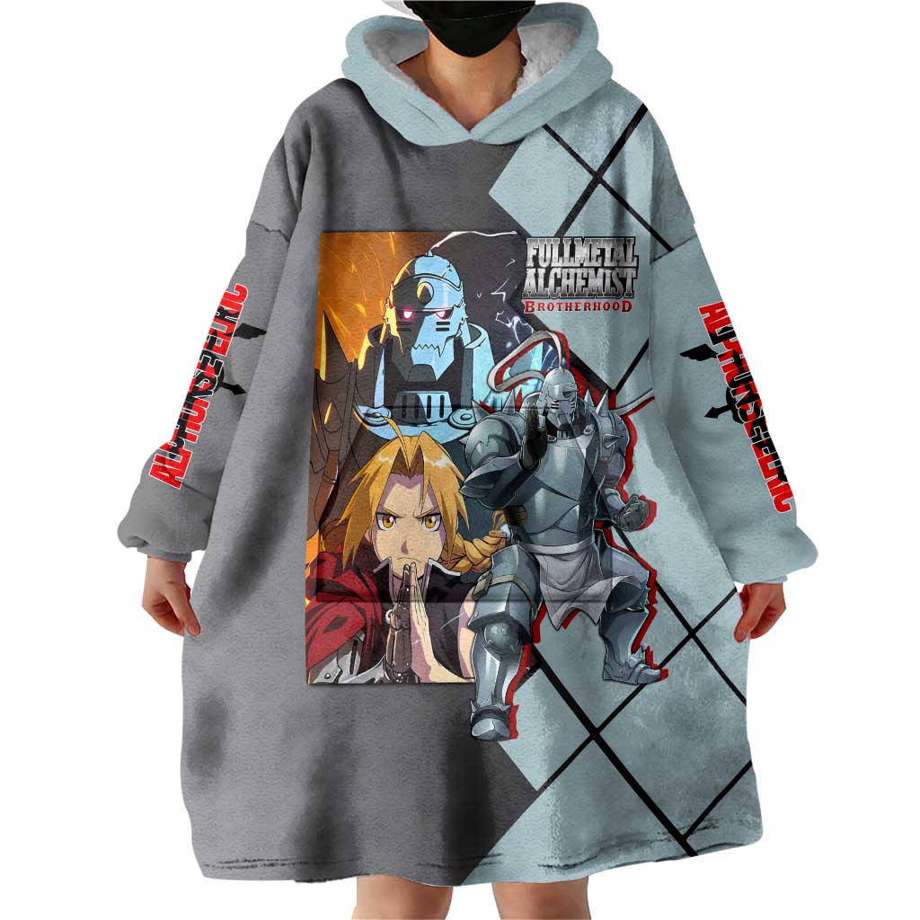 Alphonse Elric Fullmetal Alchemist Wearable Blanket Hoodie with Armored Form and Protective Battle Pose Design - The Mazicc
