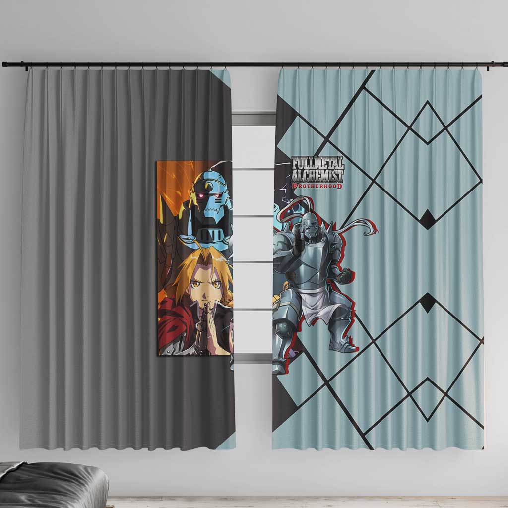 Alphonse Elric Fullmetal Alchemist Window Curtain with Armored Form and Protective Battle Pose Design - The Mazicc