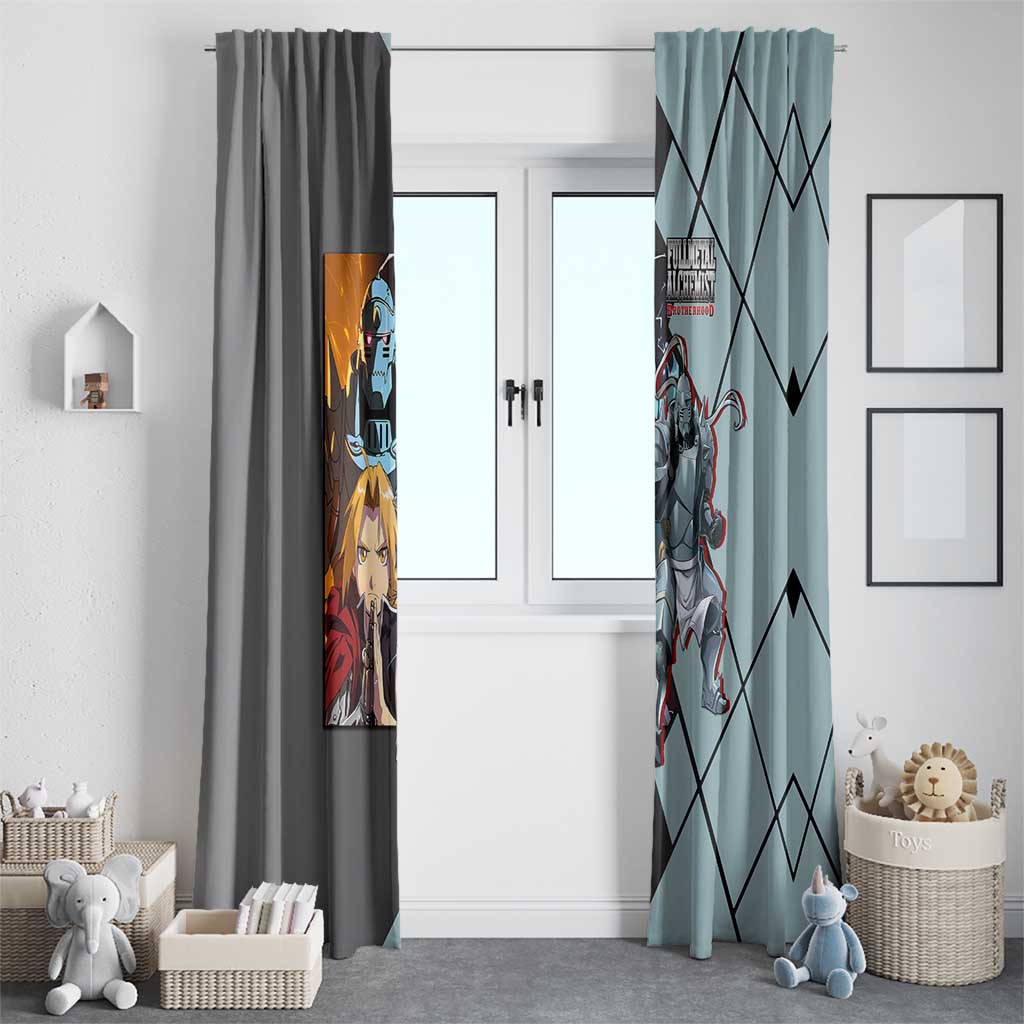 Alphonse Elric Fullmetal Alchemist Window Curtain with Armored Form and Protective Battle Pose Design - The Mazicc