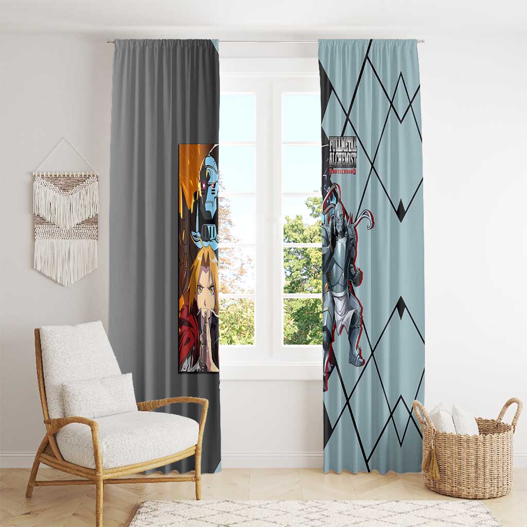 Alphonse Elric Fullmetal Alchemist Window Curtain with Armored Form and Protective Battle Pose Design - The Mazicc