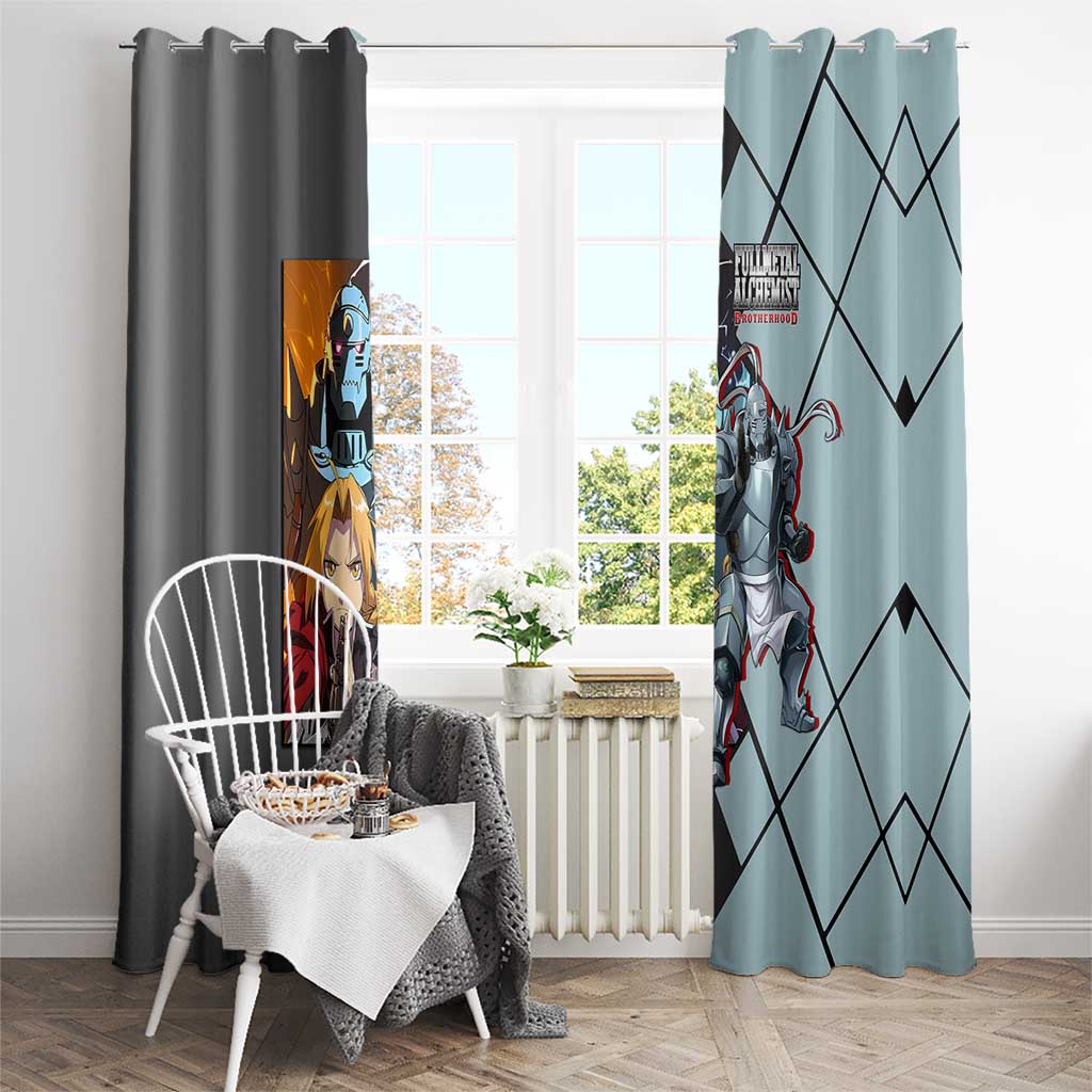Alphonse Elric Fullmetal Alchemist Window Curtain with Armored Form and Protective Battle Pose Design - The Mazicc