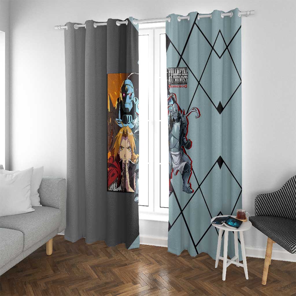 Alphonse Elric Fullmetal Alchemist Window Curtain with Armored Form and Protective Battle Pose Design - The Mazicc
