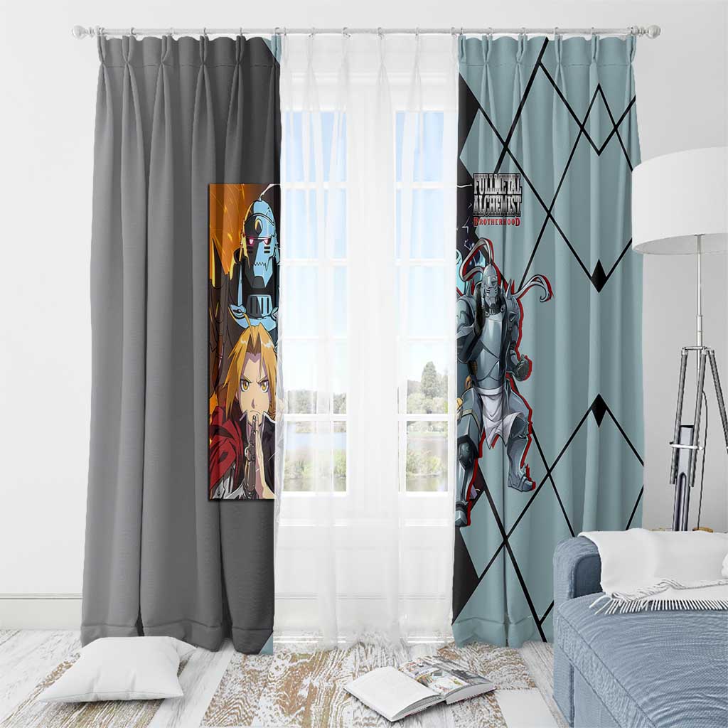 Alphonse Elric Fullmetal Alchemist Window Curtain with Armored Form and Protective Battle Pose Design - The Mazicc