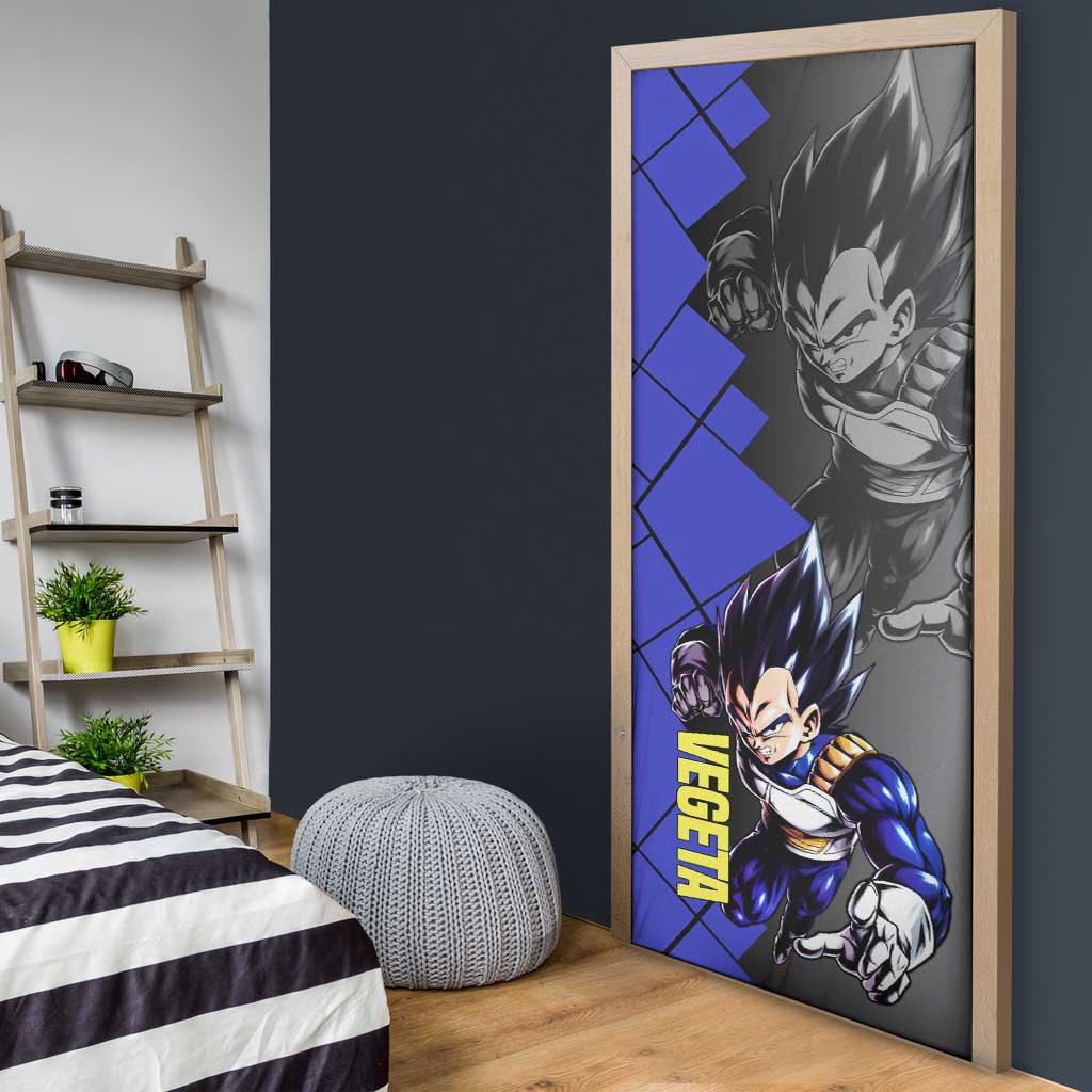 Vegeta Dragon Ball Door Cover with Saiyan Battle Aura and Fierce Fighting Pose Design - The Mazicc