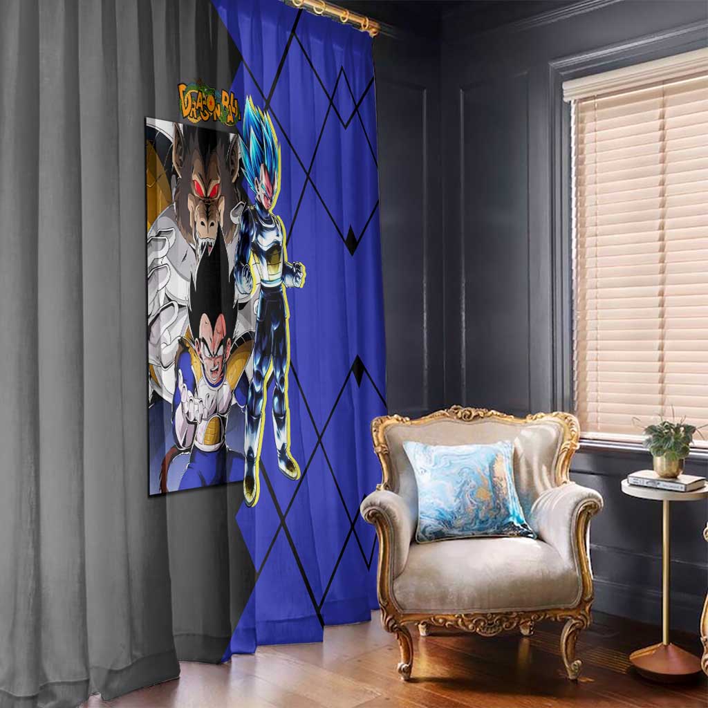 Vegeta Dragon Ball Window Curtain with Saiyan Battle Aura and Fierce Fighting Pose Design - The Mazicc