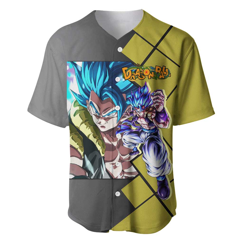 Gogeta Dragon Ball Baseball Jersey with Fusion Aura and Dynamic Fighting Pose Design - The Mazicc