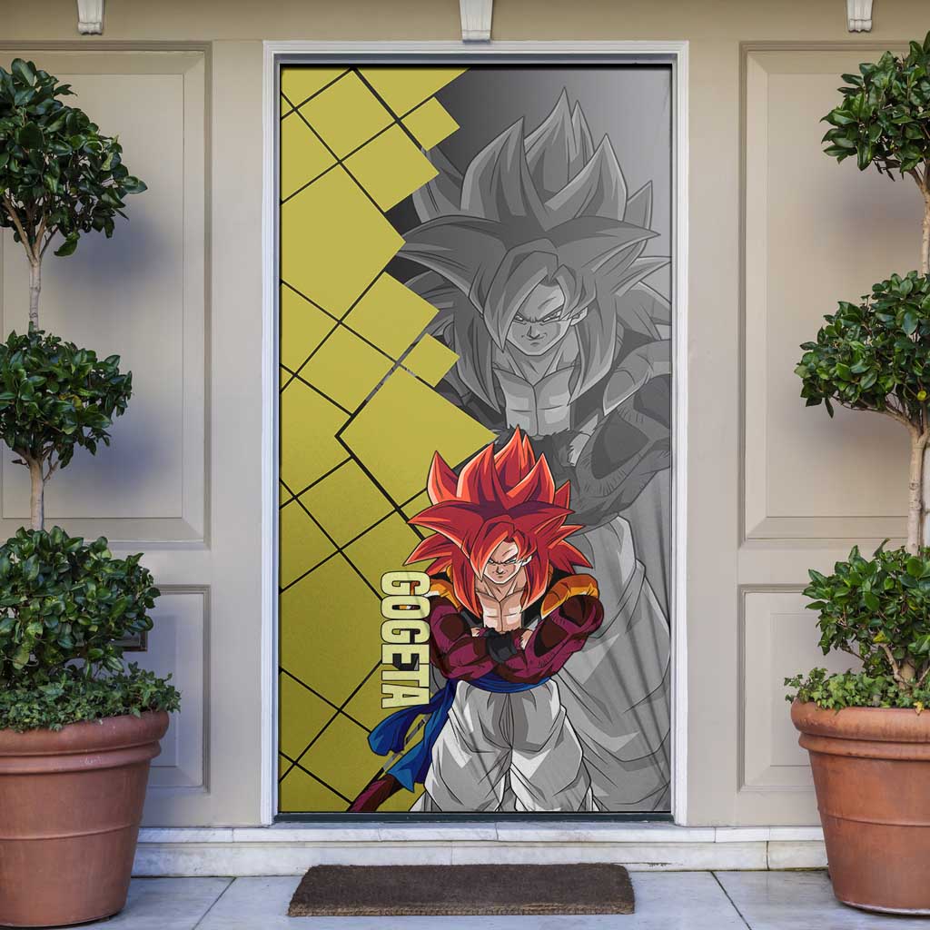 Gogeta Dragon Ball Door Cover with Fusion Aura and Dynamic Fighting Pose Design - The Mazicc