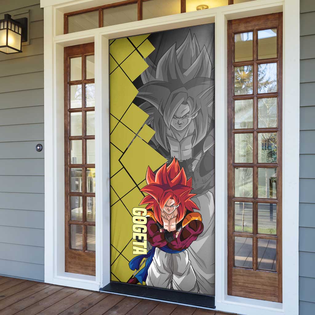 Gogeta Dragon Ball Door Cover with Fusion Aura and Dynamic Fighting Pose Design - The Mazicc