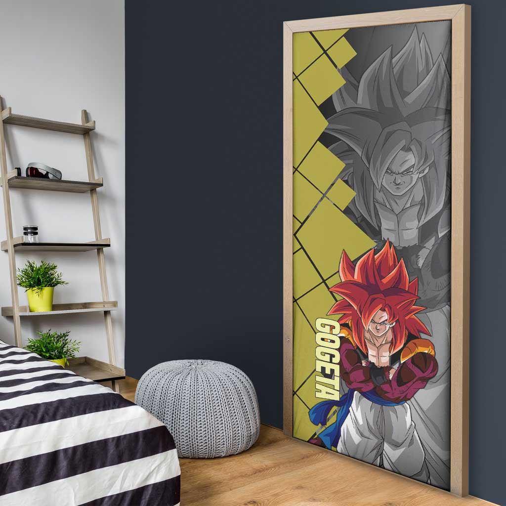 Gogeta Dragon Ball Door Cover with Fusion Aura and Dynamic Fighting Pose Design - The Mazicc
