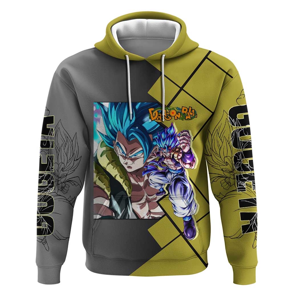 Gogeta Dragon Ball Hoodie with Fusion Aura and Dynamic Fighting Pose Design - The Mazicc