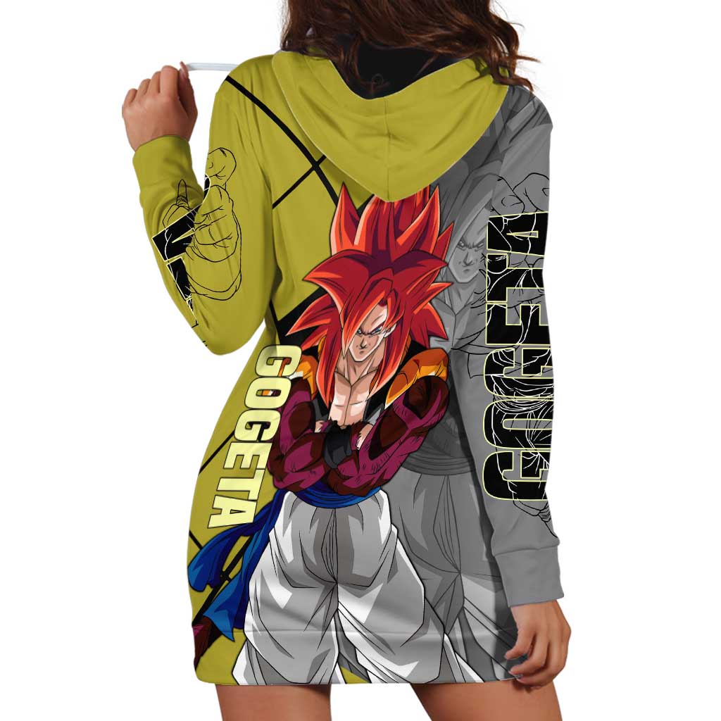 Gogeta Dragon Ball Hoodie Dress with Fusion Aura and Dynamic Fighting Pose Design - The Mazicc