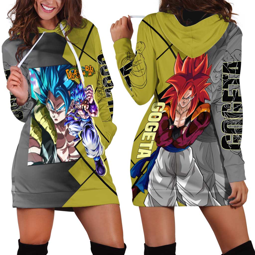 Gogeta Dragon Ball Hoodie Dress with Fusion Aura and Dynamic Fighting Pose Design - The Mazicc