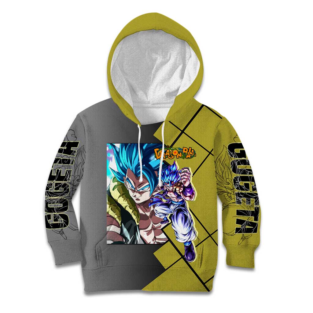 Gogeta Dragon Ball Kid Hoodie with Fusion Aura and Dynamic Fighting Pose Design - The Mazicc