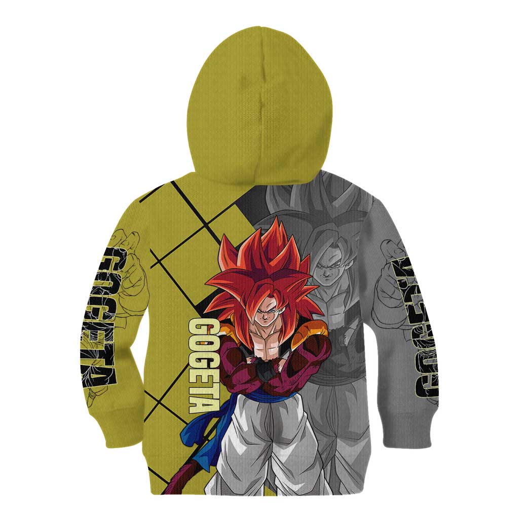 Gogeta Dragon Ball Kid Hoodie with Fusion Aura and Dynamic Fighting Pose Design - The Mazicc