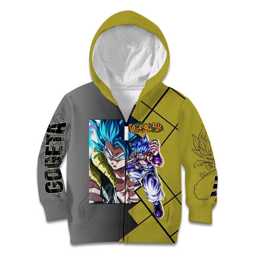 Gogeta Dragon Ball Kid Hoodie with Fusion Aura and Dynamic Fighting Pose Design - The Mazicc