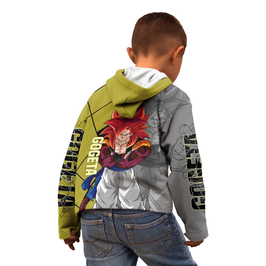Gogeta Dragon Ball Kid Hoodie with Fusion Aura and Dynamic Fighting Pose Design - The Mazicc