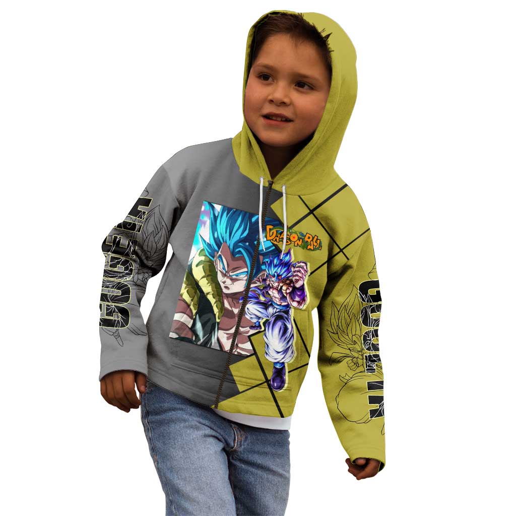 Gogeta Dragon Ball Kid Hoodie with Fusion Aura and Dynamic Fighting Pose Design - The Mazicc