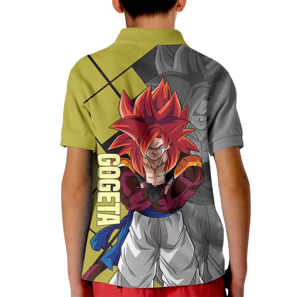 Gogeta Dragon Ball Kid Polo Shirt with Fusion Aura and Dynamic Fighting Pose Design - The Mazicc