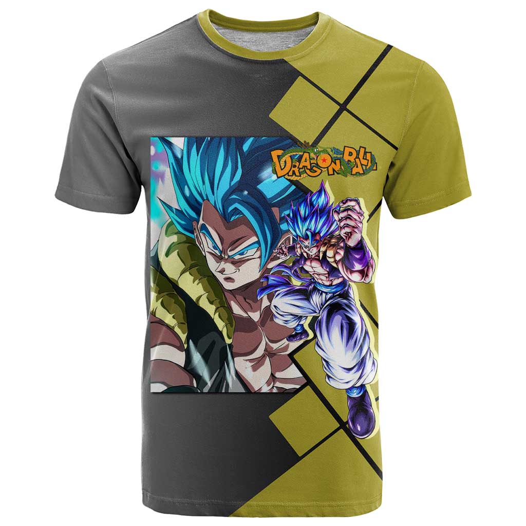 Gogeta Dragon Ball T Shirt with Fusion Aura and Dynamic Fighting Pose Design - The Mazicc