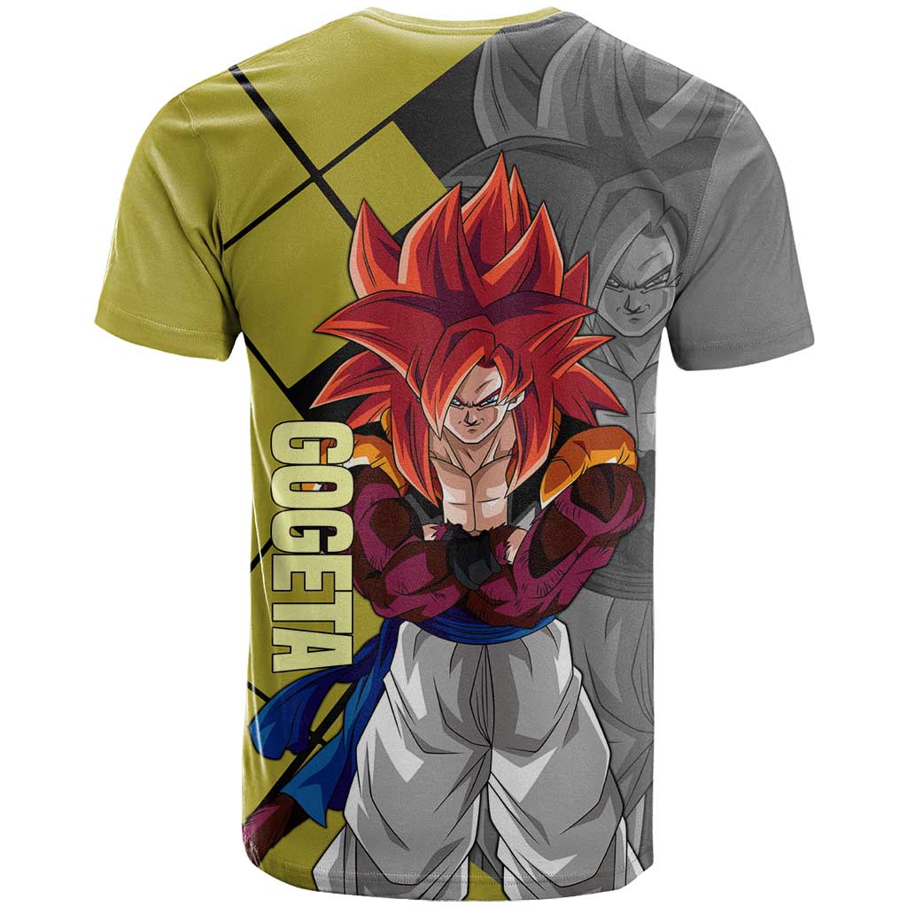 Gogeta Dragon Ball T Shirt with Fusion Aura and Dynamic Fighting Pose Design - The Mazicc