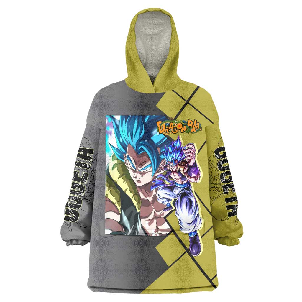 Gogeta Dragon Ball Wearable Blanket Hoodie with Fusion Aura and Dynamic Fighting Pose Design - The Mazicc