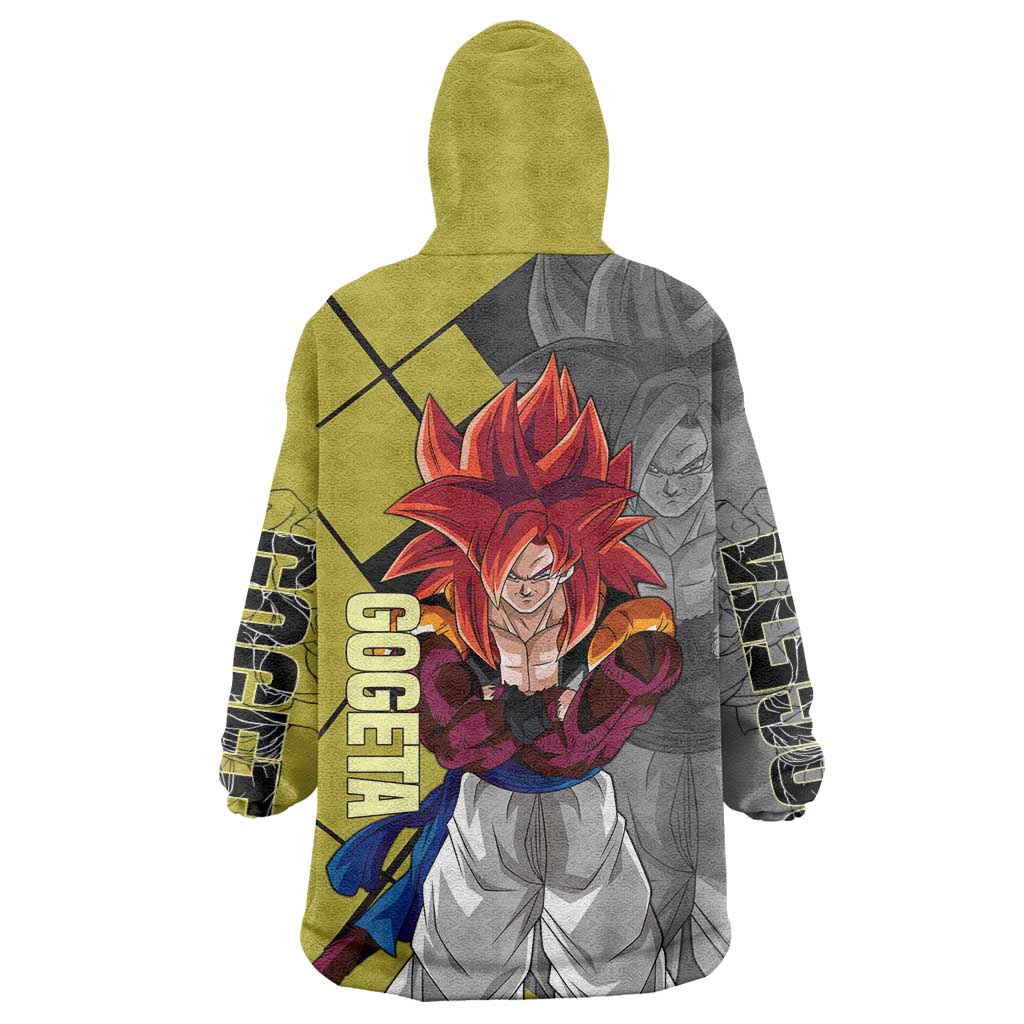 Gogeta Dragon Ball Wearable Blanket Hoodie with Fusion Aura and Dynamic Fighting Pose Design - The Mazicc