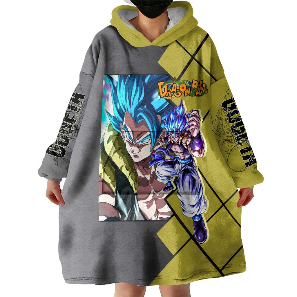 Gogeta Dragon Ball Wearable Blanket Hoodie with Fusion Aura and Dynamic Fighting Pose Design - The Mazicc