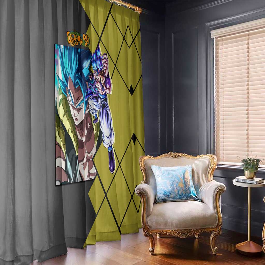 Gogeta Dragon Ball Window Curtain with Fusion Aura and Dynamic Fighting Pose Design - The Mazicc