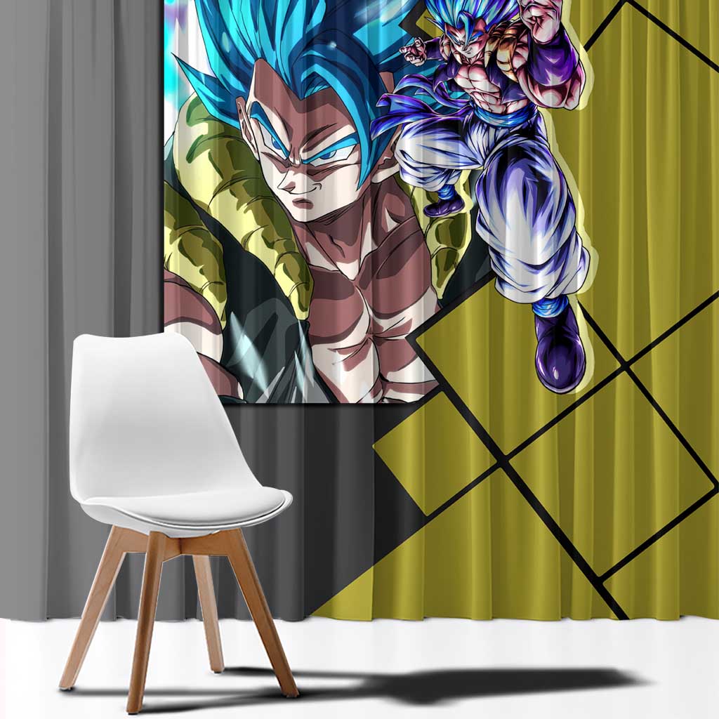 Gogeta Dragon Ball Window Curtain with Fusion Aura and Dynamic Fighting Pose Design - The Mazicc