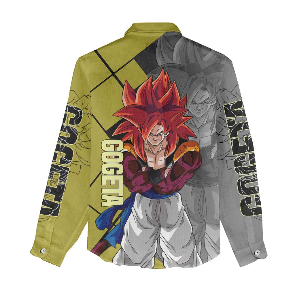 Gogeta Dragon Ball Women Casual Shirt with Fusion Aura and Dynamic Fighting Pose Design - The Mazicc